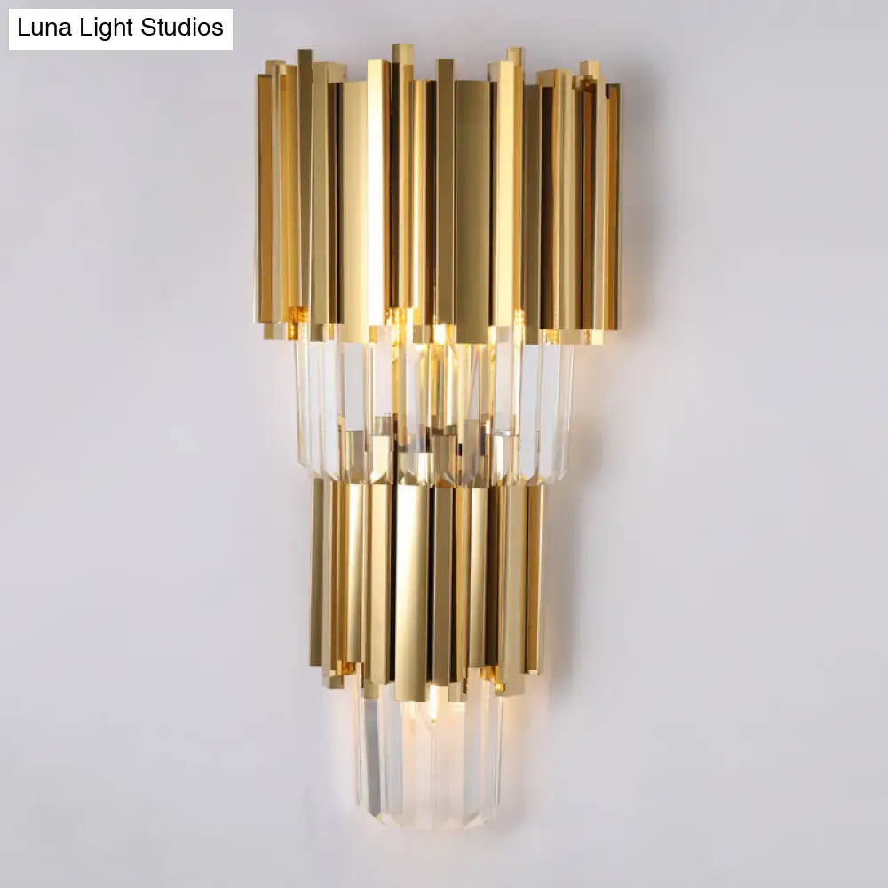 Modern brass crystal prisms wall lamp living room direct wired electric