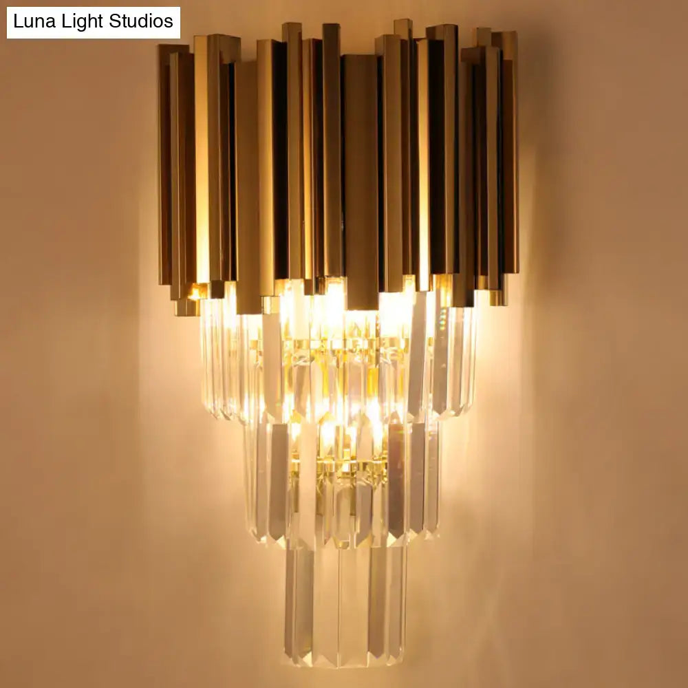 Modern brass crystal prisms wall lamp living room direct wired electric