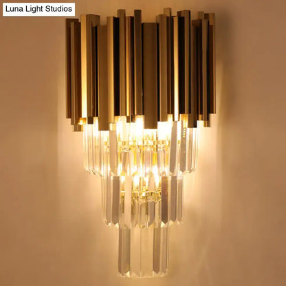 Modern brass crystal prisms wall lamp living room direct wired electric
