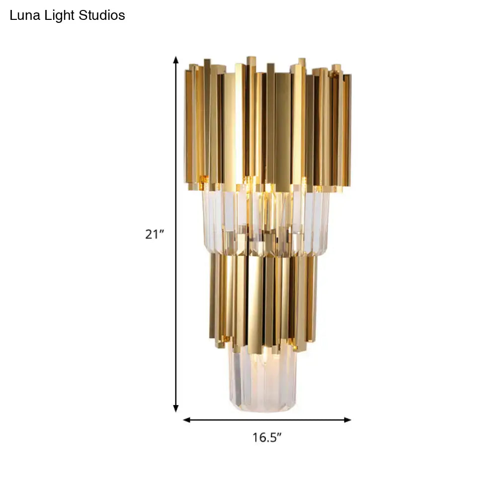 Modern brass crystal prisms wall lamp living room direct wired electric