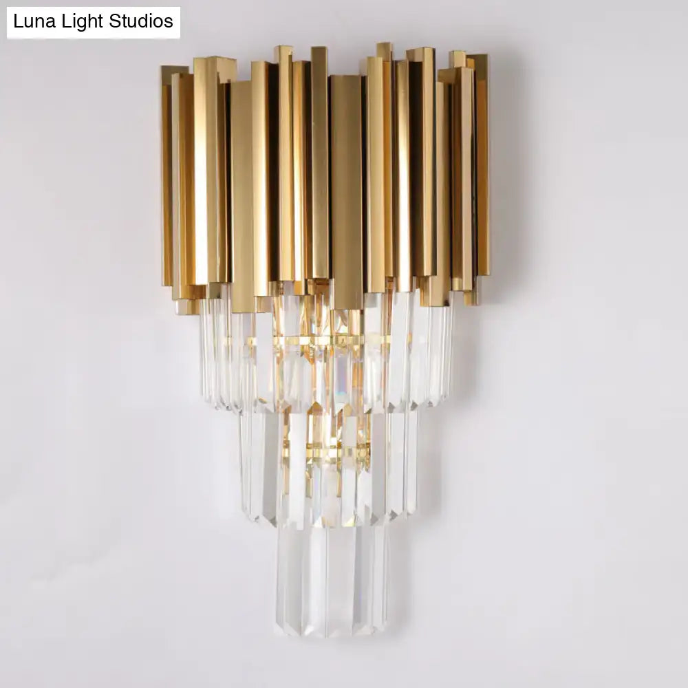 Modern brass crystal prisms wall lamp living room direct wired electric