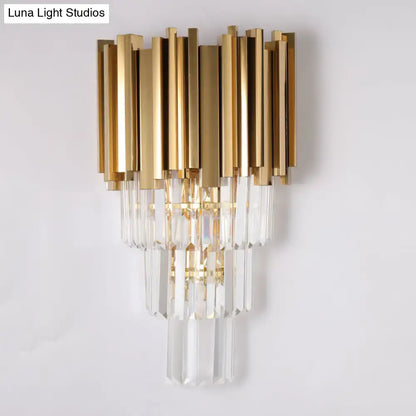 Modern brass crystal prisms wall lamp living room direct wired electric