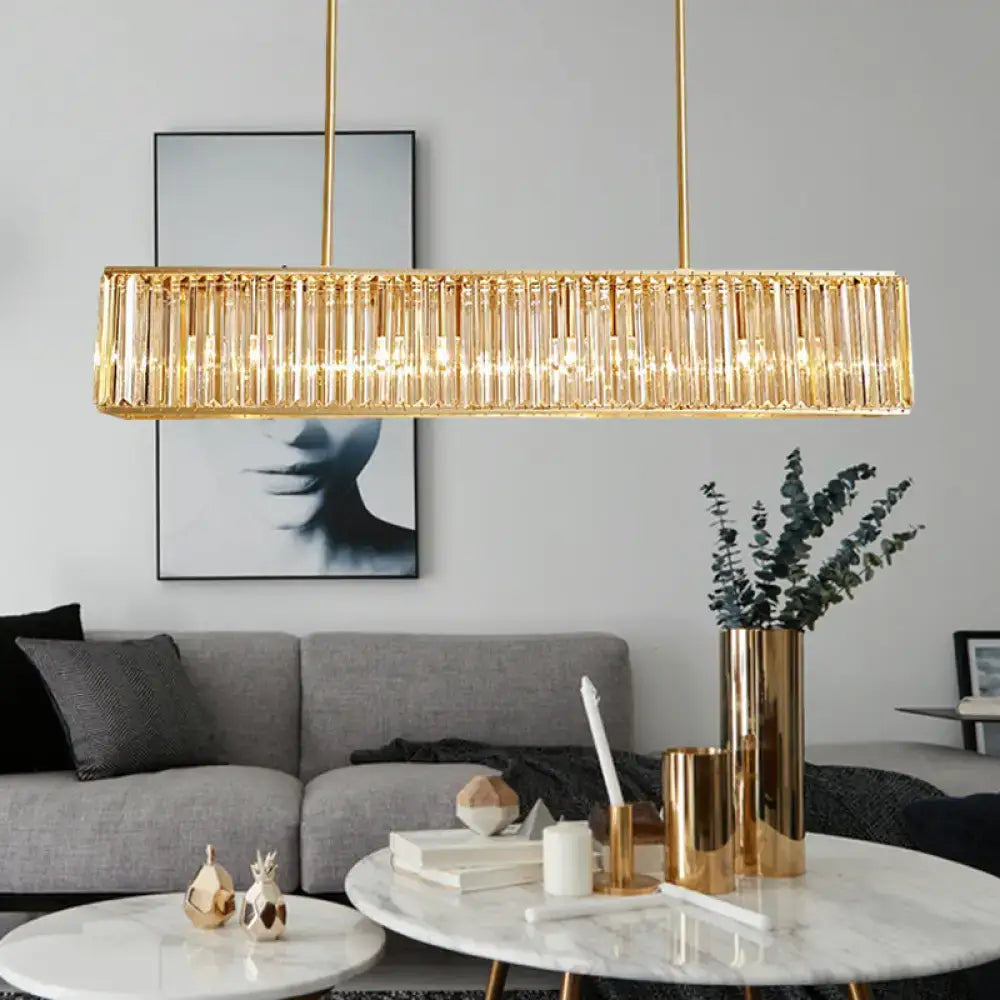 Modern brass crystal rectangle chandelier dining room e26 e27 light