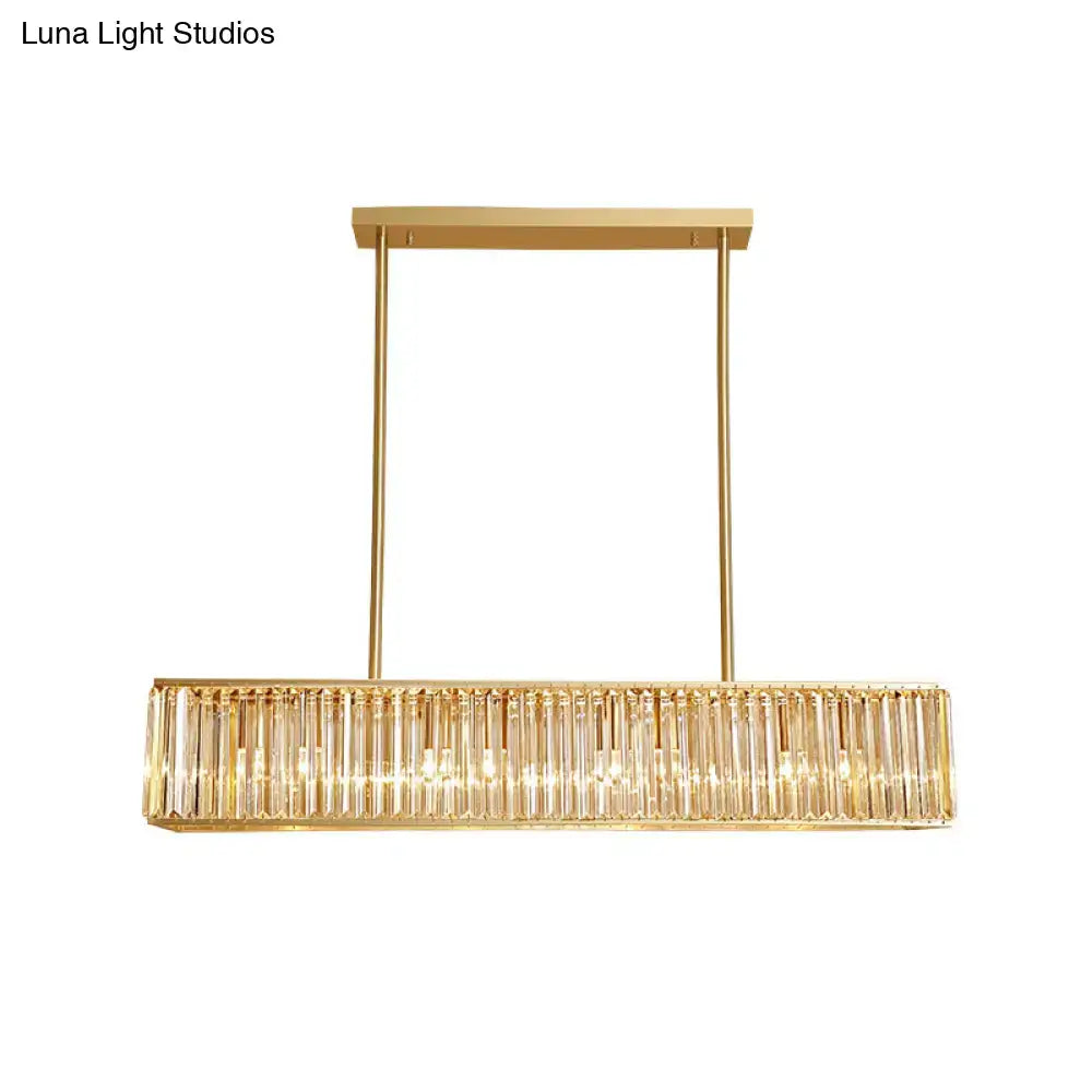 Modern brass crystal rectangle chandelier dining room e26 e27 light