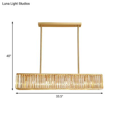 Modern brass crystal rectangle chandelier dining room e26 e27 light
