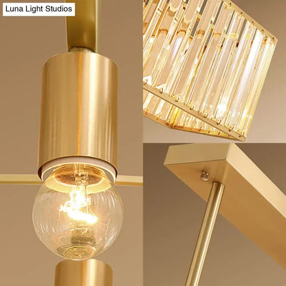 Modern brass crystal rectangle chandelier dining room e26 e27 light