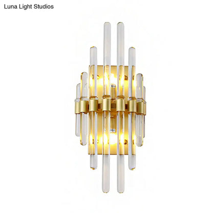 Modern brass crystal tube wall lighting living room sconce