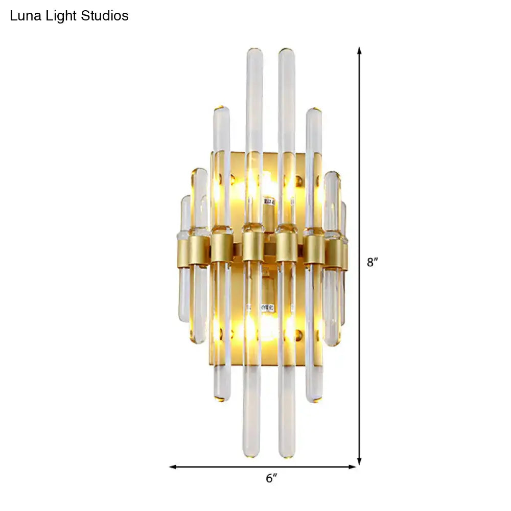 Modern brass crystal tube wall lighting living room sconce