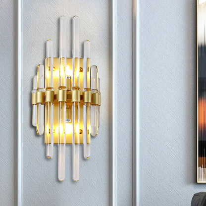 Modern brass crystal tube wall lighting living room sconce