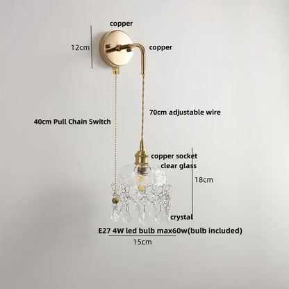 Modern brass crystal wall lamp bathroom mirror light