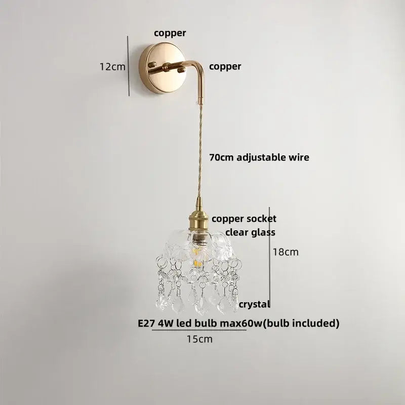 Modern brass crystal wall lamp bathroom mirror light