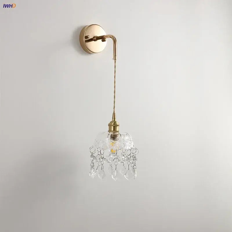 Modern brass crystal wall lamp bathroom mirror light