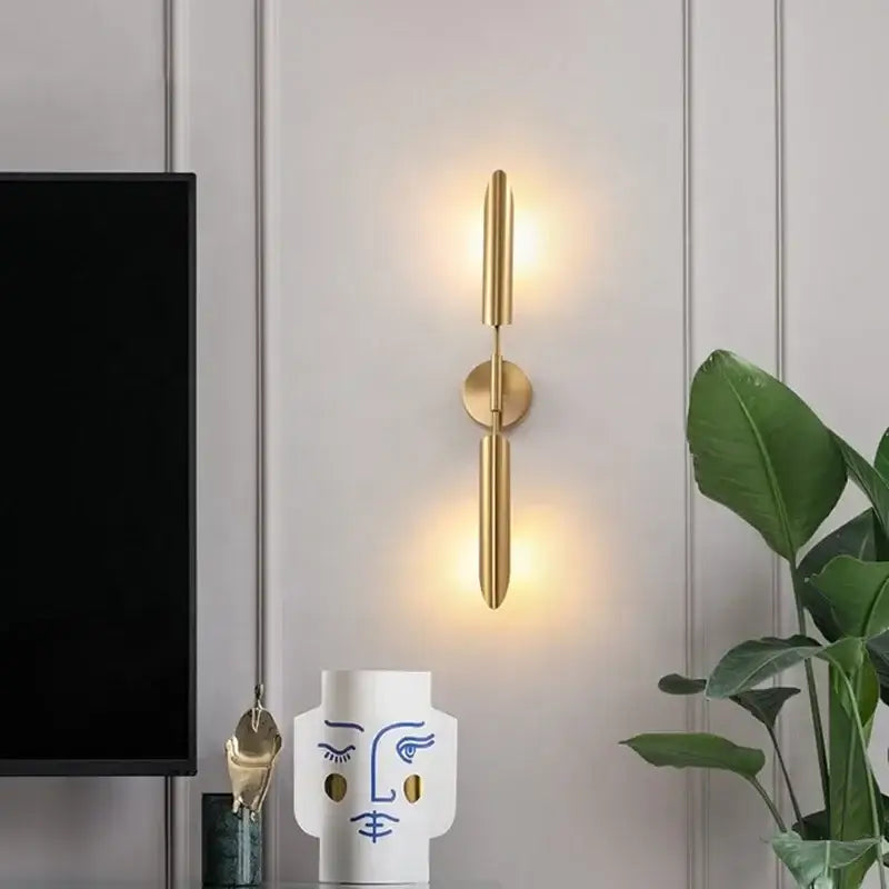 Modern brass cylindrical wall light – living room sconce