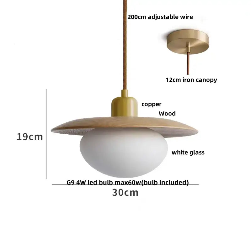 Modern brass & dark wood led wood pendant light dining room