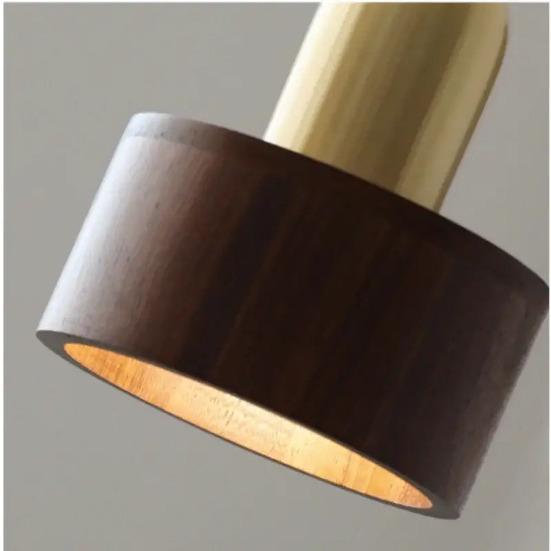 Modern brass & dark wood led wood pendant light dining room