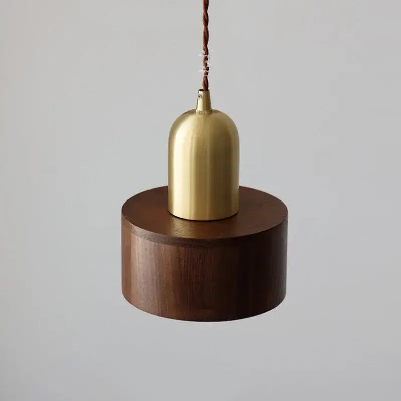Modern brass & dark wood led wood pendant light dining room