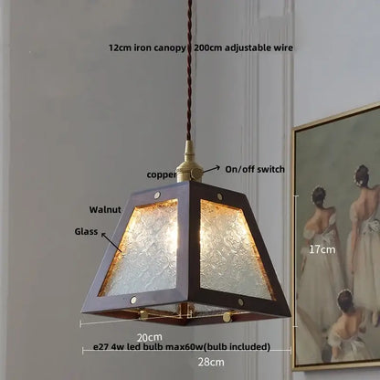 Modern brass & dark wood led wood pendant light dining room