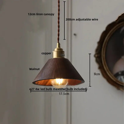 Modern brass & dark wood led wood pendant light dining room