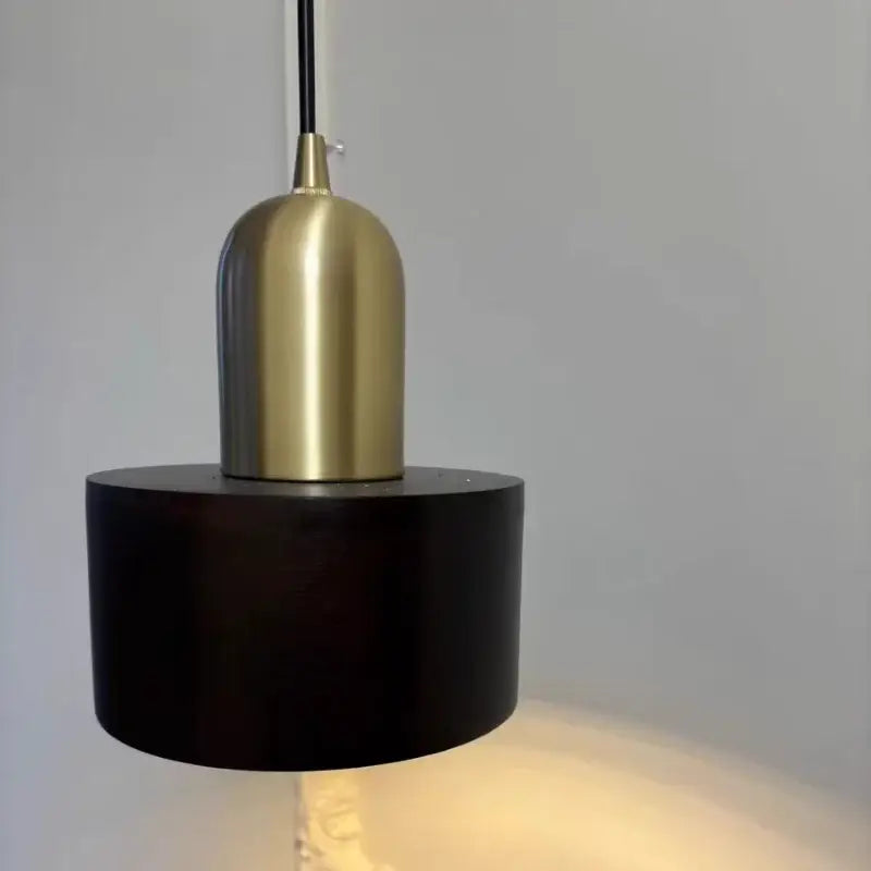 Modern brass & dark wood led wood pendant light dining room