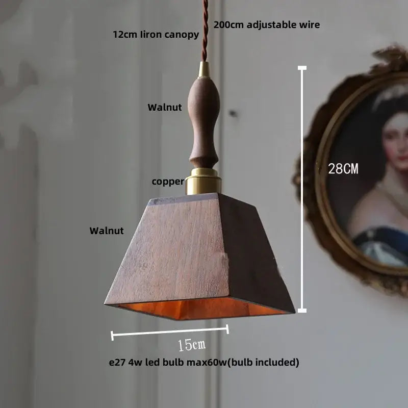 Modern brass & dark wood led wood pendant light dining room