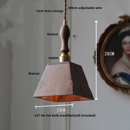 Modern brass & dark wood led wood pendant light dining room