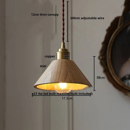 Modern brass & dark wood led wood pendant light dining room