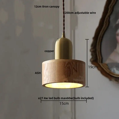 Modern brass & dark wood led wood pendant light dining room