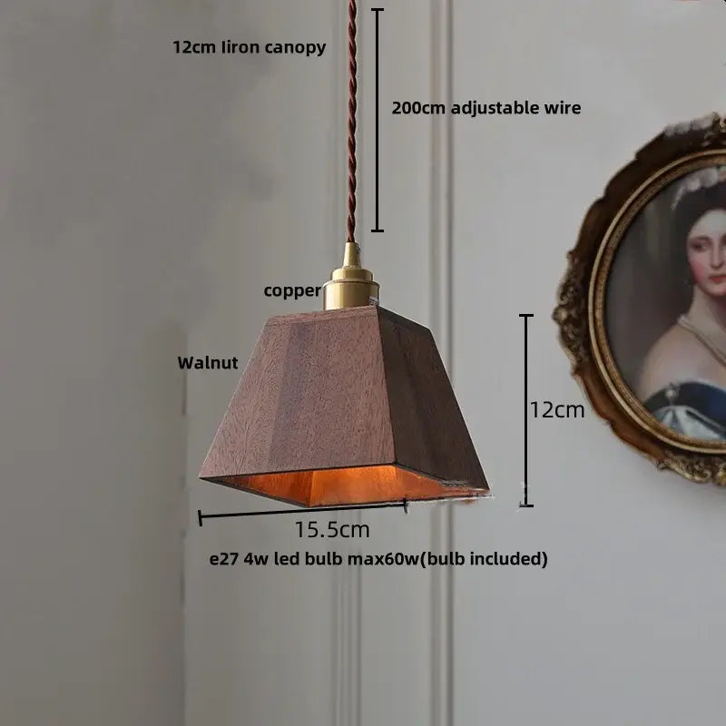Modern brass & dark wood led wood pendant light dining room