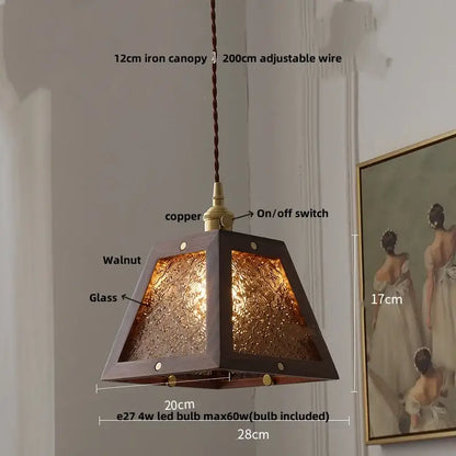 Modern brass & dark wood led wood pendant light dining room