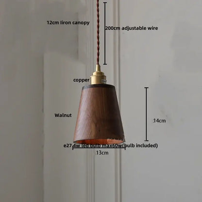 Modern brass & dark wood led wood pendant light dining room