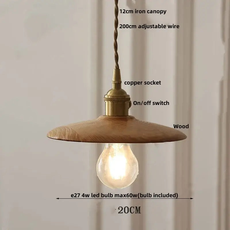 Modern brass & dark wood led wood pendant light dining room