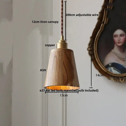 Modern brass & dark wood led wood pendant light dining room