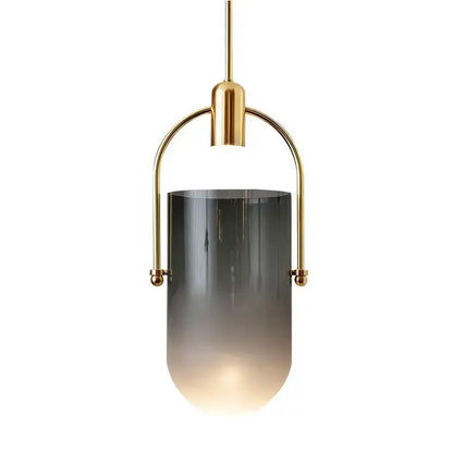 Modern brass bucket chandelier dining room glass lamp