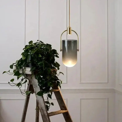 Modern brass bucket chandelier dining room glass lamp