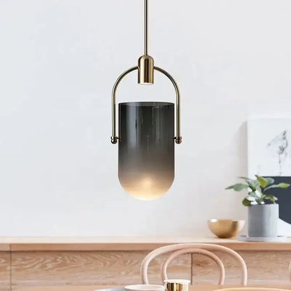 Modern brass bucket chandelier dining room glass lamp