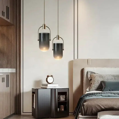 Modern brass bucket chandelier dining room glass lamp