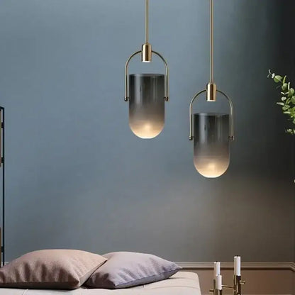Modern brass bucket chandelier dining room glass lamp