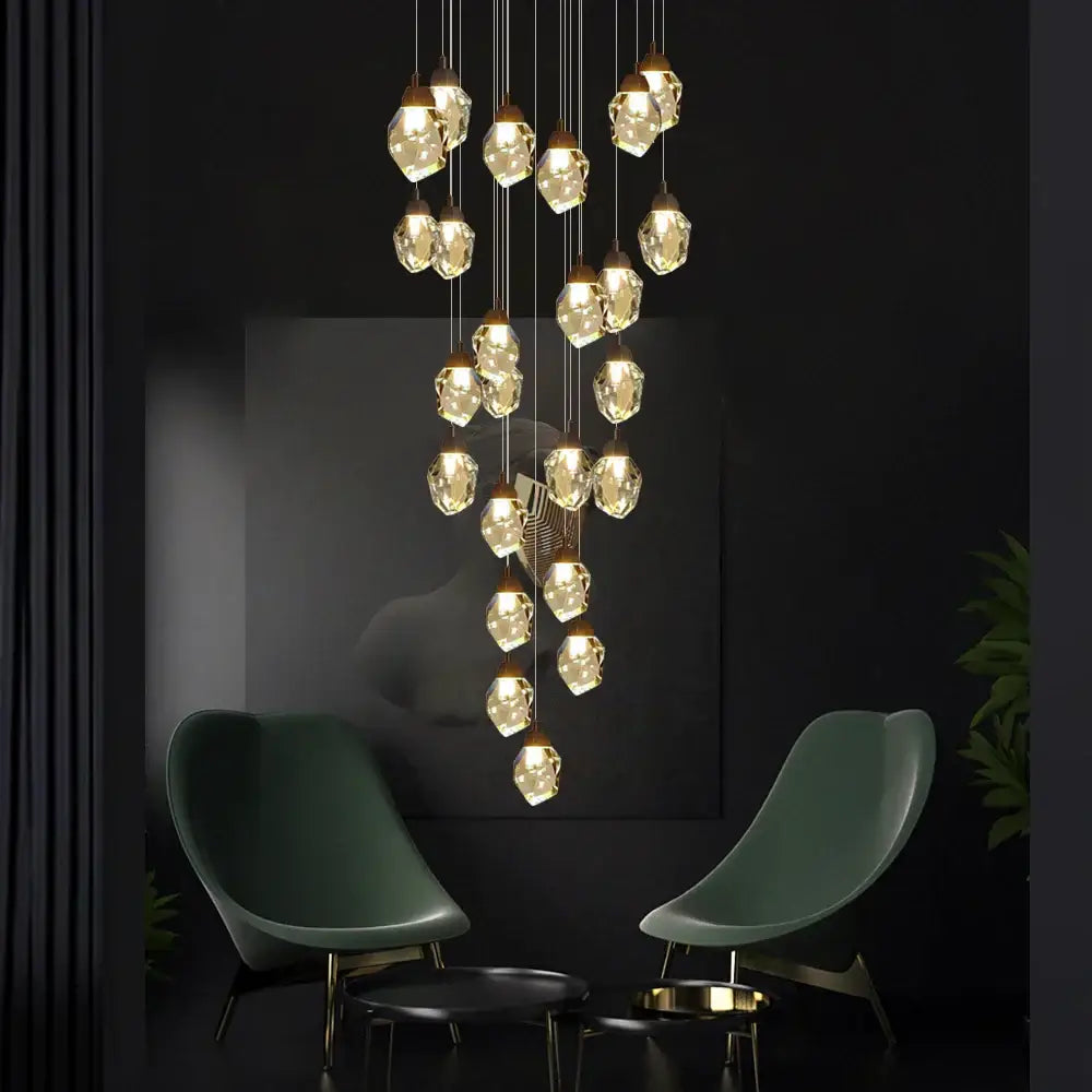 Modern brass crystal led chandelier living room light