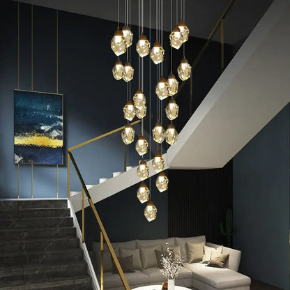 Modern brass crystal led chandelier living room light