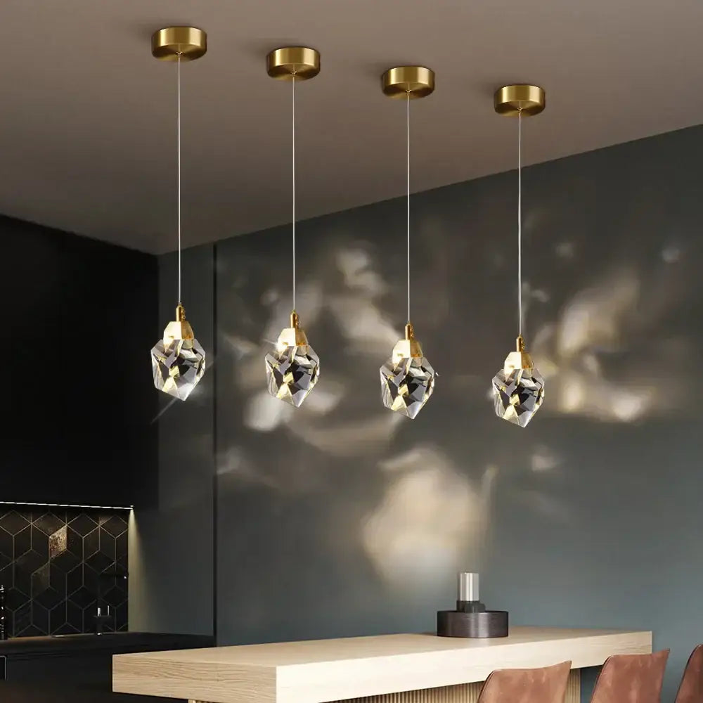 Modern brass crystal led chandelier living room light