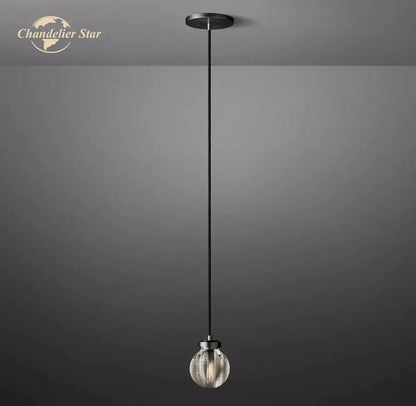 Modern brass crystal pearl pendant light kitchen glass