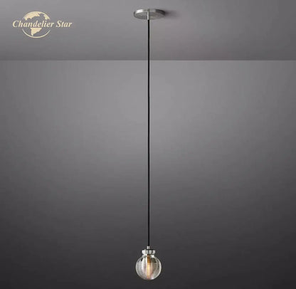 Modern brass crystal pearl pendant light kitchen glass