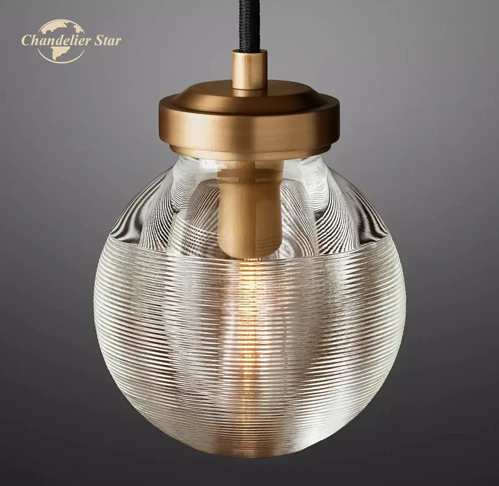 Modern brass crystal pearl pendant light kitchen glass