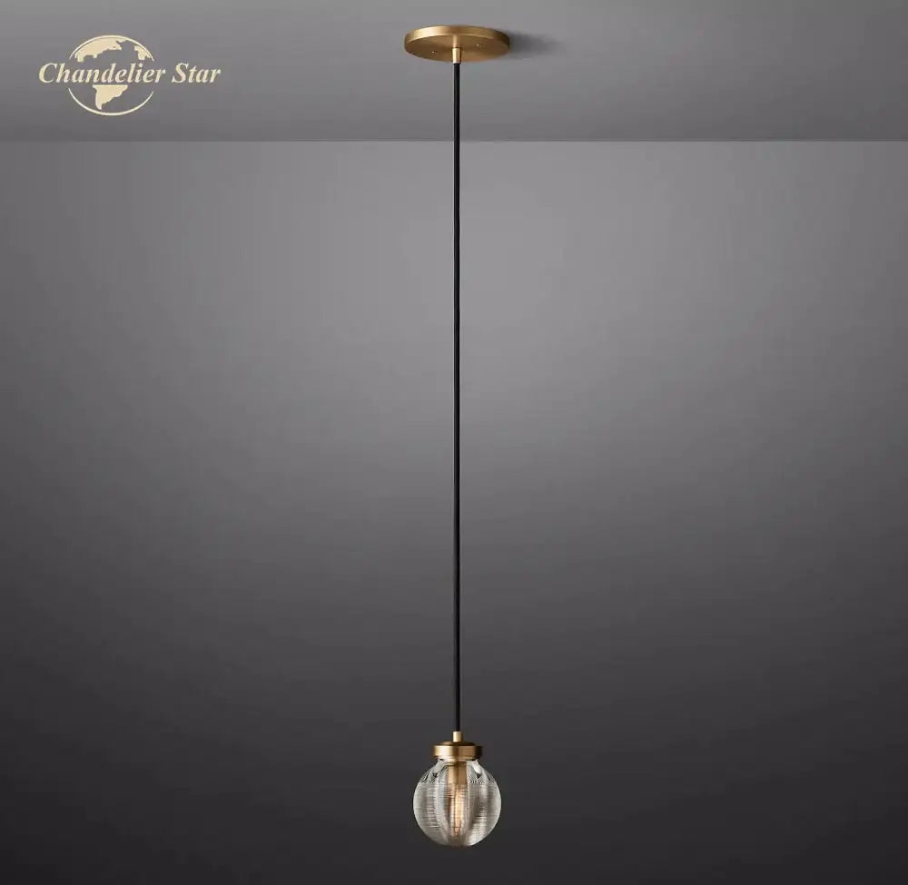 Modern brass crystal pearl pendant light kitchen glass