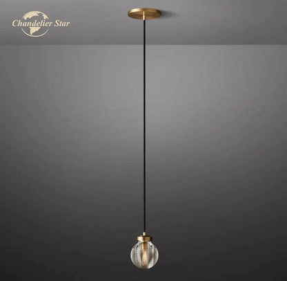 Modern brass crystal pearl pendant light kitchen glass