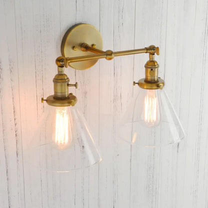 Modern brass funnel glass wall sconce bedroom light fixture
