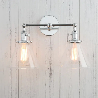 Modern brass funnel glass wall sconce bedroom light fixture