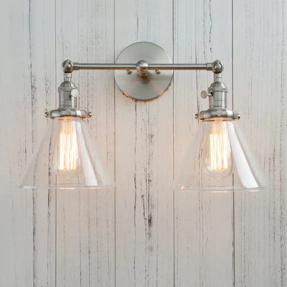 Modern brass funnel glass wall sconce bedroom light fixture
