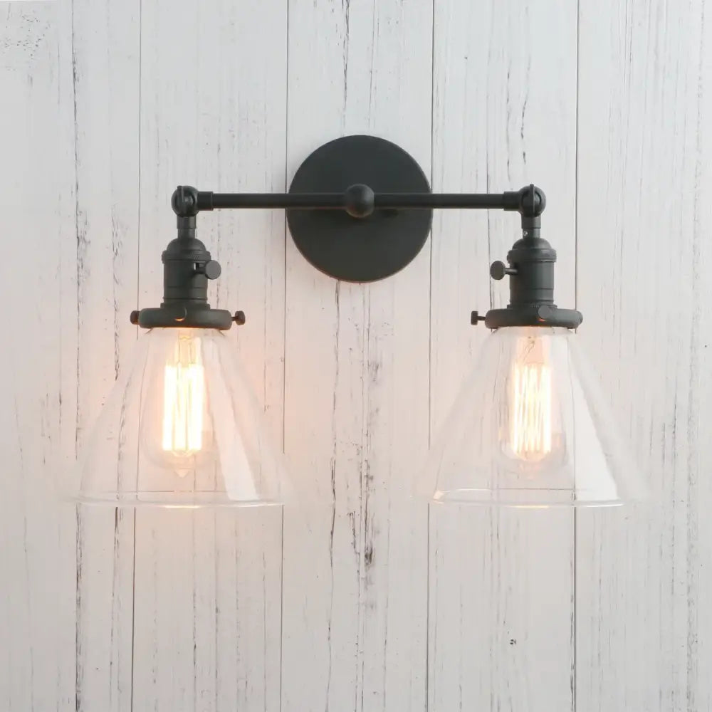 Modern brass funnel glass wall sconce bedroom light fixture