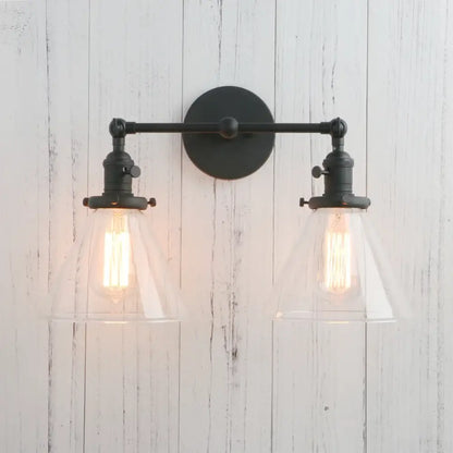Modern brass funnel glass wall sconce bedroom light fixture